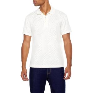 Forever 21 Men’s Textured Chevron Polo Shirt(White)
