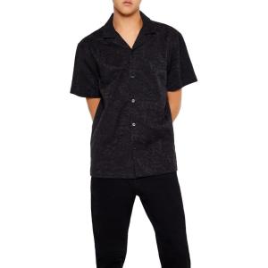 Forever 21 Men’s Textured Floral Lace Shirt(Black)