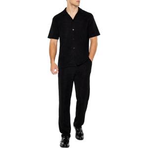 Forever 21 Men’s Textured Slim-fit Straight Pants(Black)