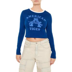 Forever 21 Women’s American Tiger Graphic Tee(Blue)