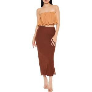 Forever 21 Women’s Chiffon Midi Skirt(Dark Brown)