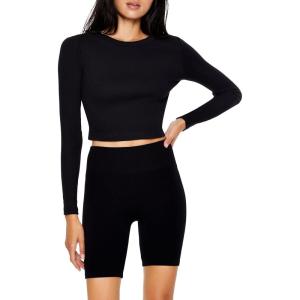 Forever 21 Women’s Cotton-Blend Crop Top(Black)