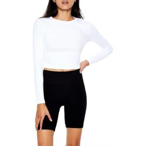 Forever 21 Women’s Cotton-Blend Crop Top(White)