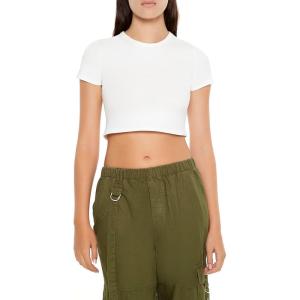 Forever 21 Women’s Cropped Crew Tee(White)