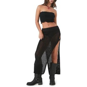 Forever 21 Women’s Cutout Crochet Maxi Skirt(Black)