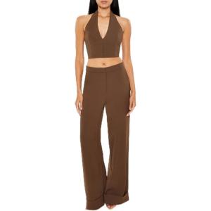 Forever 21 Women’s Halter Crop Top & Pants Set(Brown)