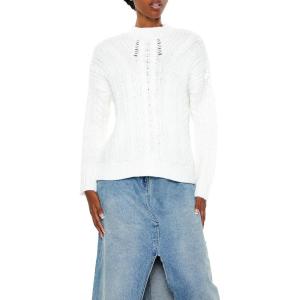 Forever 21 Women’s Lace-Back Cable Knit Sweater(White)