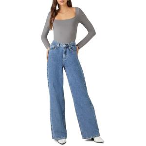 Forever 21 Women’s Long-sleeve Bodysuit(Dark Grey)