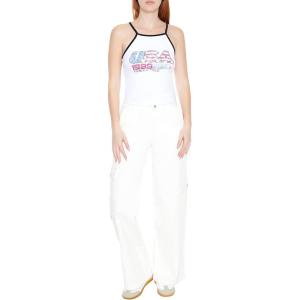 Forever 21 Women’s Mid-Rise Wide-Leg Cargo Pants(White)