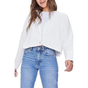 Forever 21 Womens Ribbed Knit Cardigan Sweater(Cream)