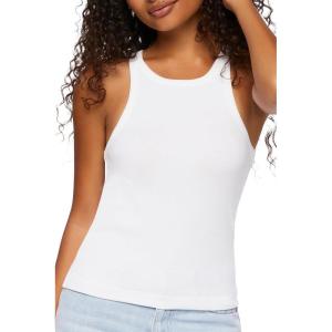 Forever 21 Womens Ribbed Racerback Tank Top(White)