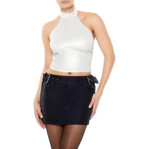 Forever 21 Women’s Satin Halter Crop Top(White)