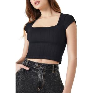 Forever 21 Womens Seamless Cropped Tee(Black)