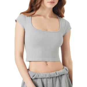Forever 21 Womens Seamless Cropped Tee(Grey)