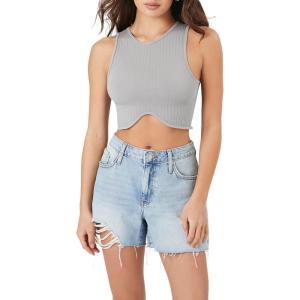 Forever 21 Women’s Seamless Ribbed Crop Top(Grey)