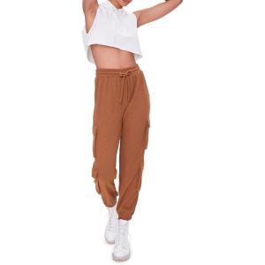 Forever 21 Women’s Waffle Knit Cargo Joggers(Rust)