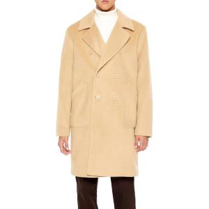 Forever 21 mens Notched Double-breasted Coat(Camel)