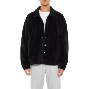 Forever 21 mens Plush Drop-sleeve Shacket(Black)