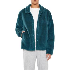 Forever 21 mens Plush Drop-sleeve Shacket(Sea Green)