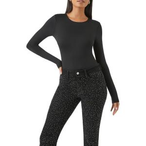 Forever 21 womens Fitted Long-sleeve Bodysuit(Black)