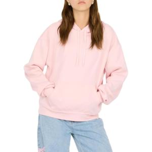Forever 21 womens Full Zip Front Sweatshirt With Drawstring Hood(Pink)