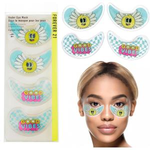 Under Eye Masks Pack – 4pc Clear Gel Eye Mask Patches with Colorful Fruit Prints for Depuffing and Smoothing Undereyes(Floral)