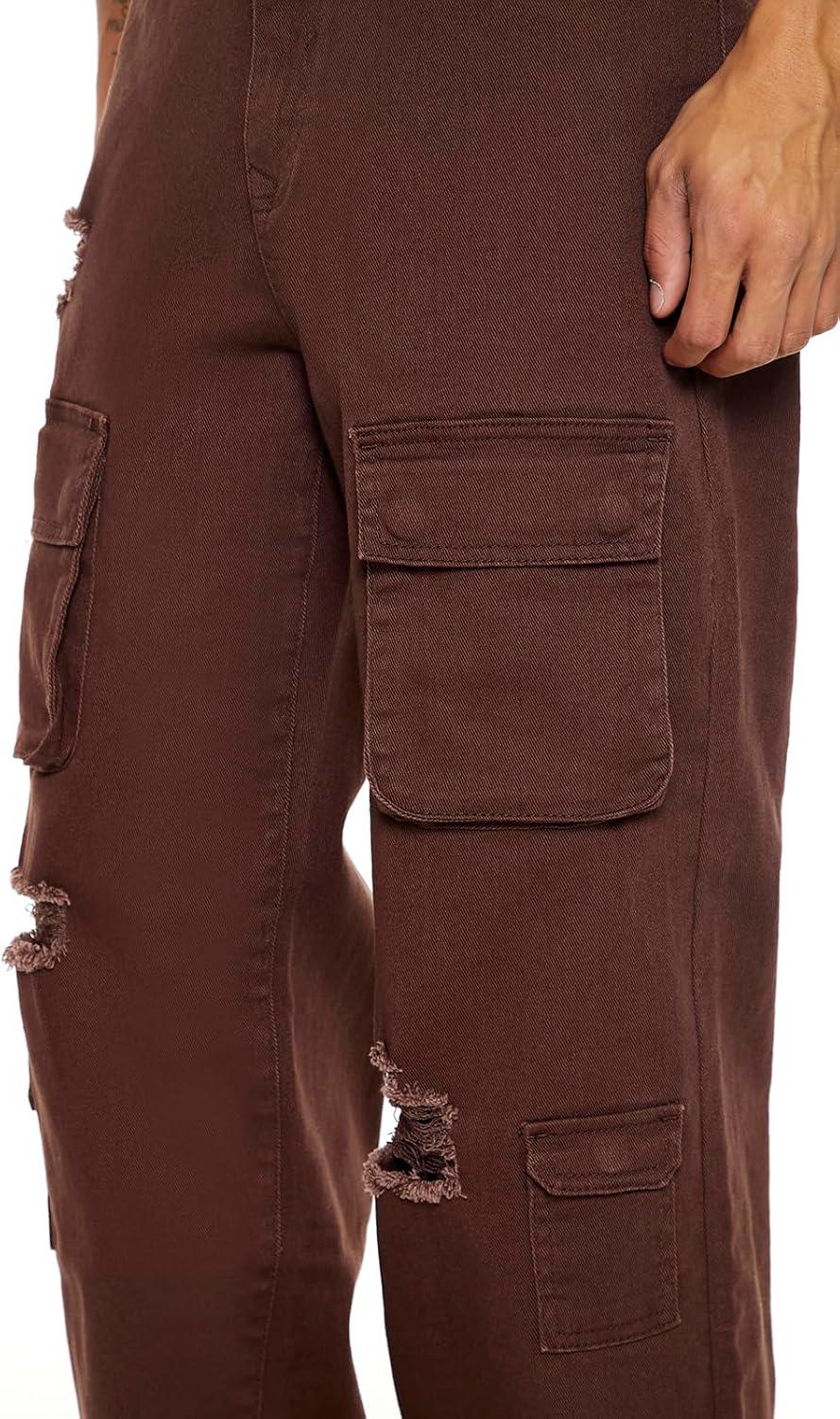 imageForever 21 Mens Distressed MidRise Cargo JeansDark Cocoa