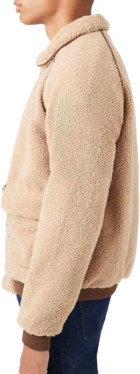 imageForever 21 Mens Faux Shearling Zipup JacketKhaki