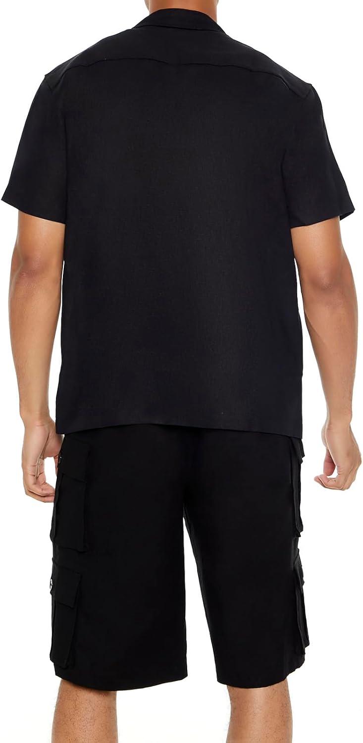 imageForever 21 Mens LinenBlend Cuban Collar ShirtBlack