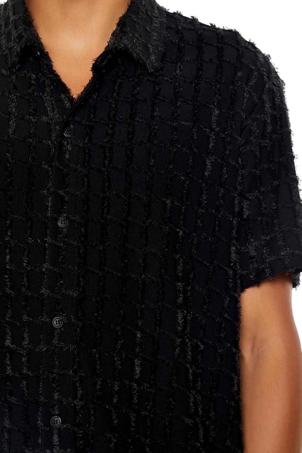 imageForever 21 Mens Textured ButtonFront ShirtBlack