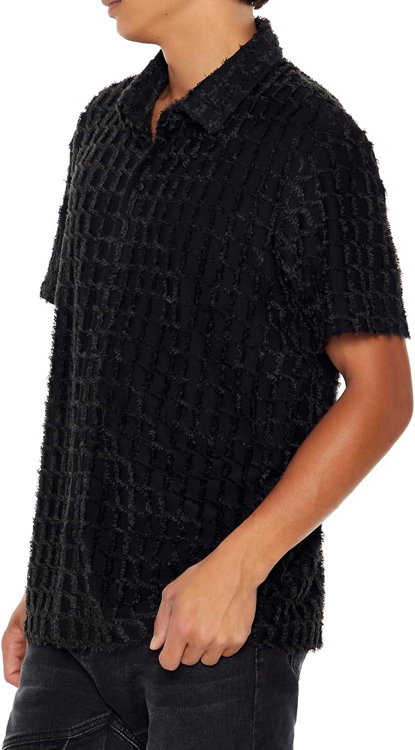 imageForever 21 Mens Textured ButtonFront ShirtBlack