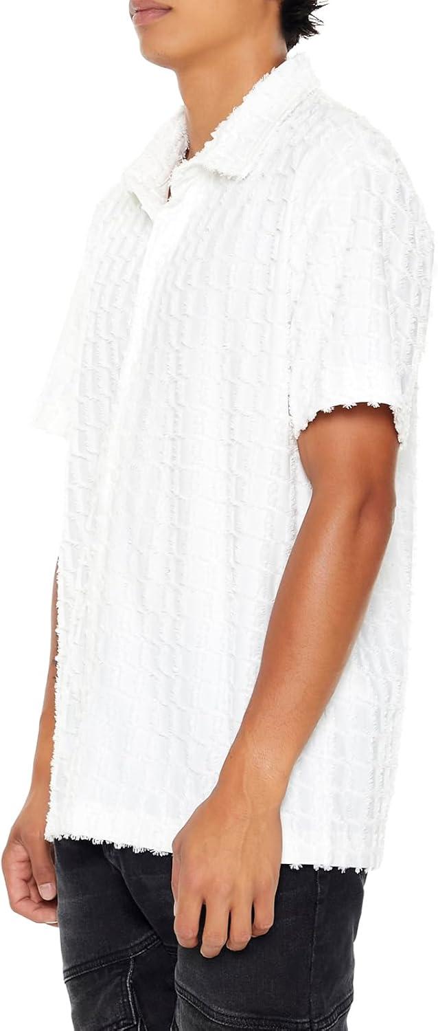imageForever 21 Mens Textured ButtonFront ShirtWhite