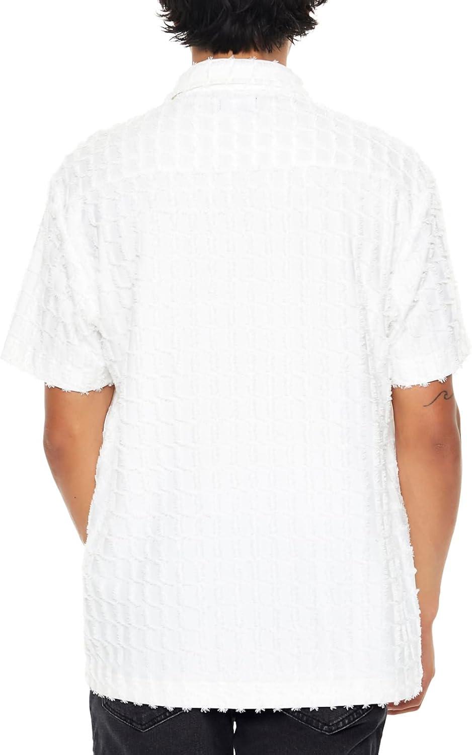 imageForever 21 Mens Textured ButtonFront ShirtWhite