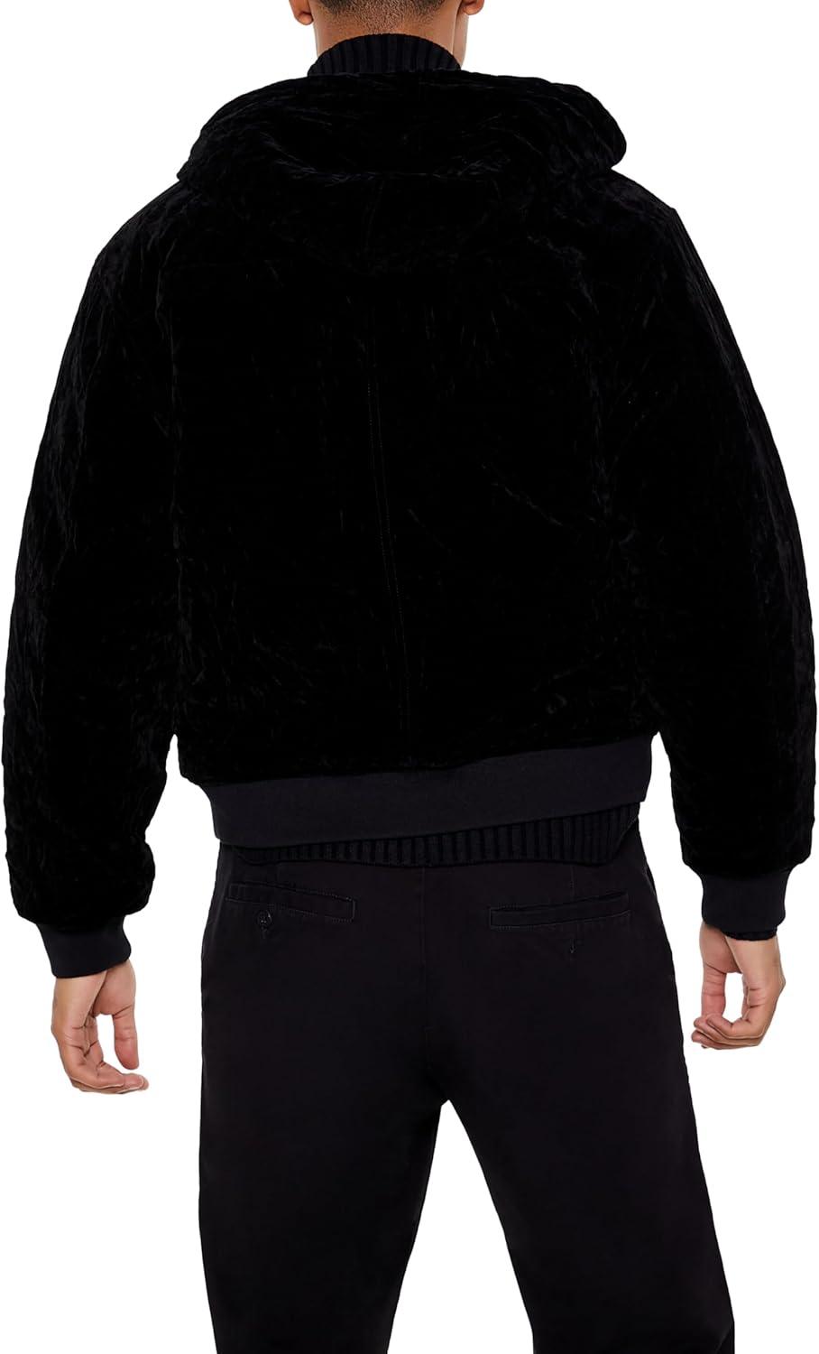 imageForever 21 mens Hooded Velvet Wallet Chain JacketBlack