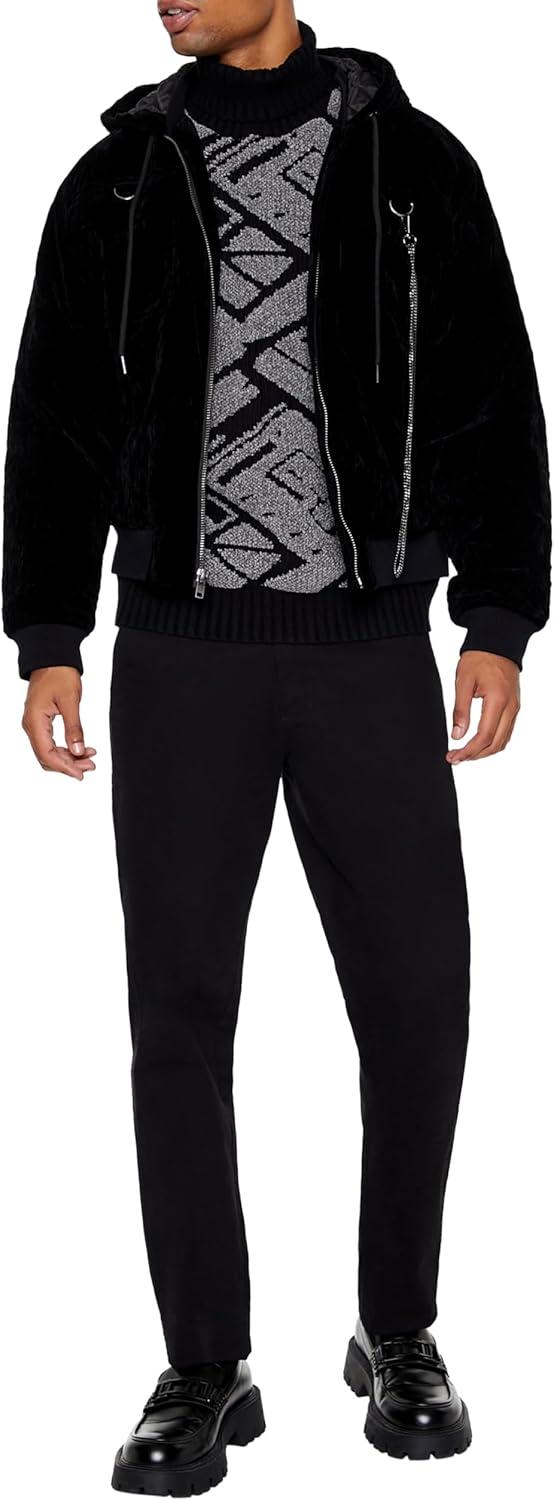 imageForever 21 mens Hooded Velvet Wallet Chain JacketBlack