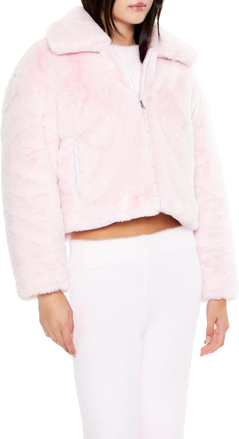 imageForever 21 womens Faux Fur Zipup CoatBlossom