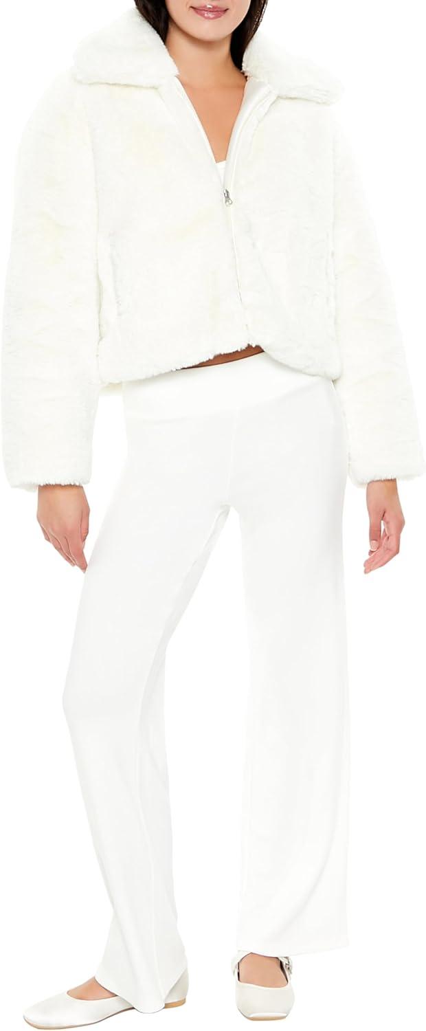 imageForever 21 womens Faux Fur Zipup CoatWhite