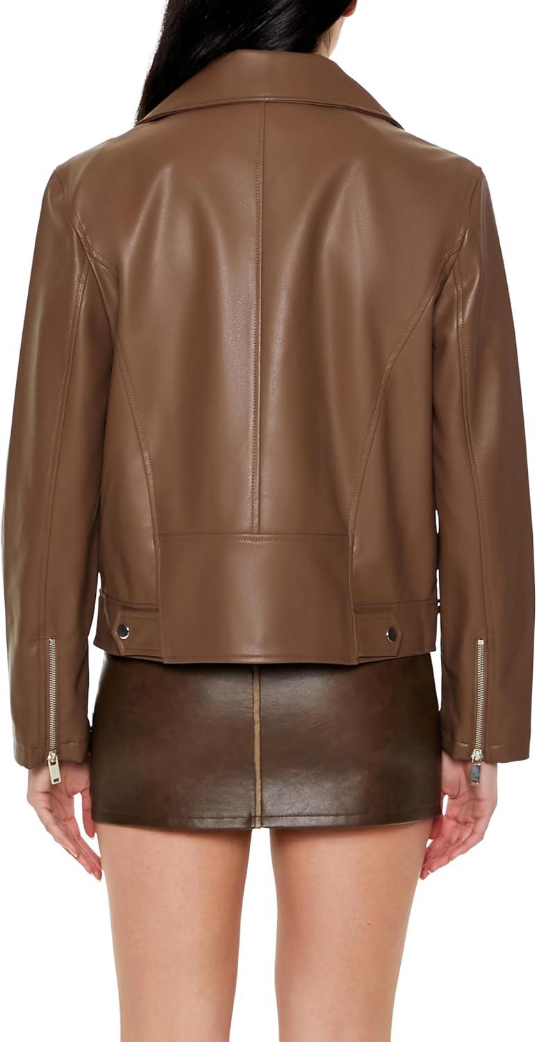 imageForever 21 womens Faux Leather Zipup Moto JacketEspresso
