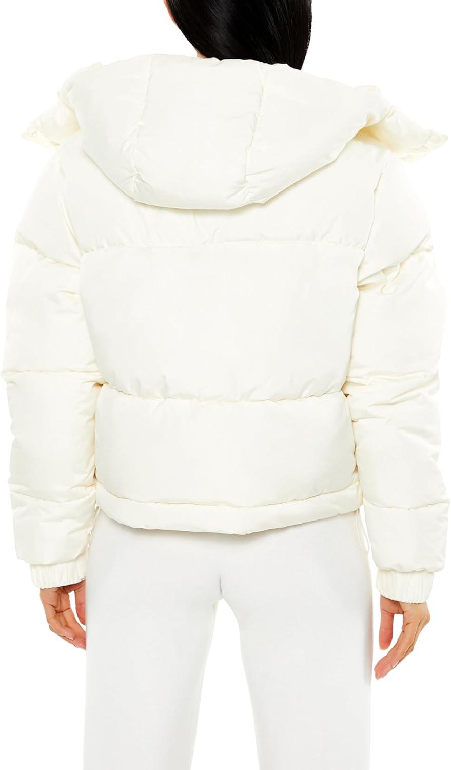 imageForever 21 womens Hooded Drawstring Puffer JacketCream