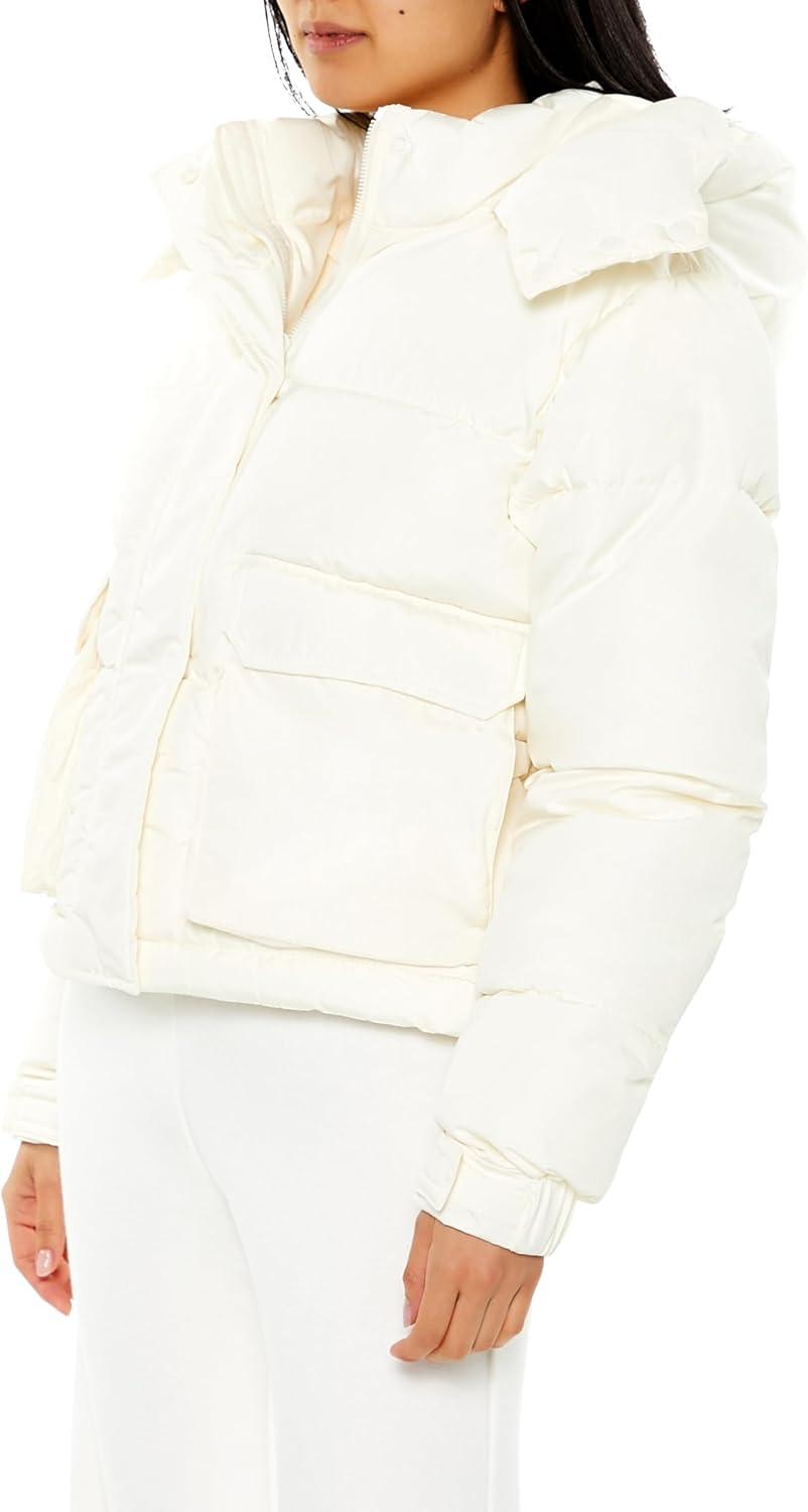 imageForever 21 womens Hooded Drawstring Puffer JacketCream