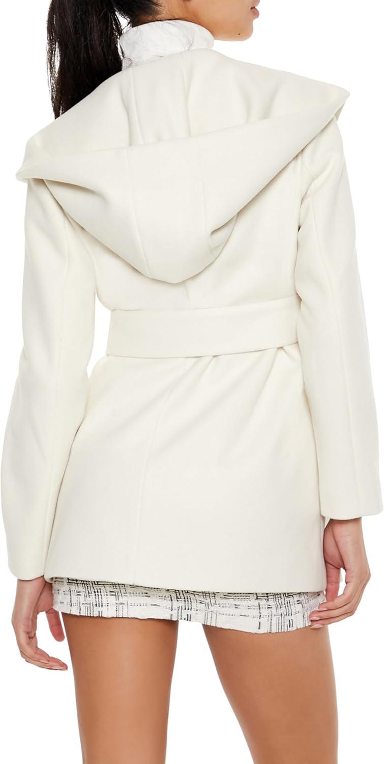 imageForever 21 womens Hooded Tiewaist Wrap CoatCream