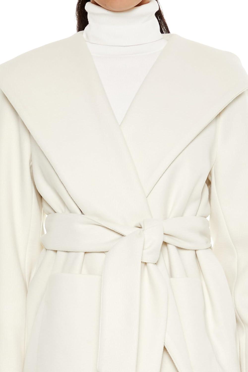 imageForever 21 womens Hooded Tiewaist Wrap CoatCream