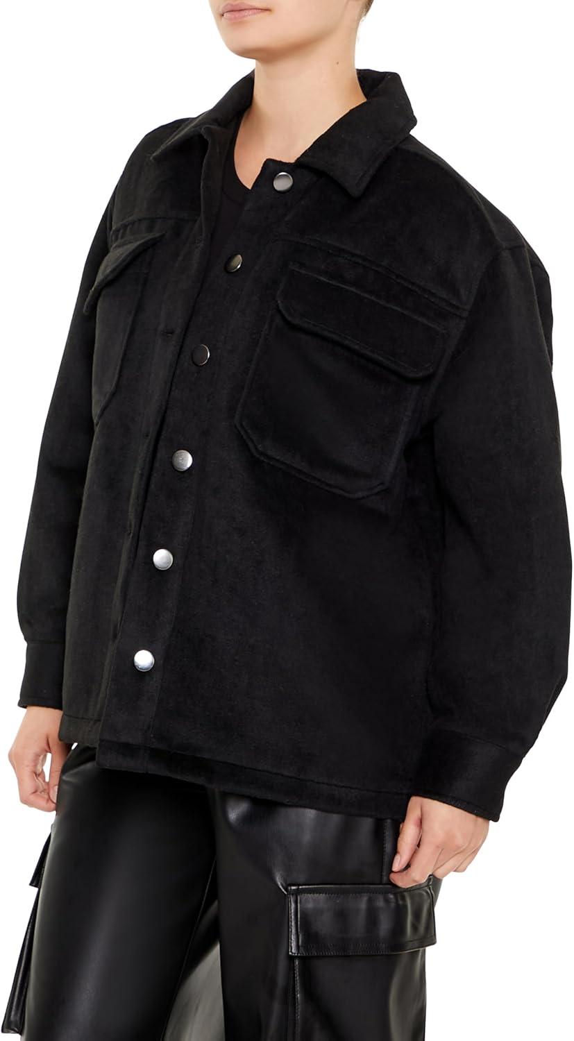 imageForever 21 womens Plus Size Faux Suede ShacketBlack