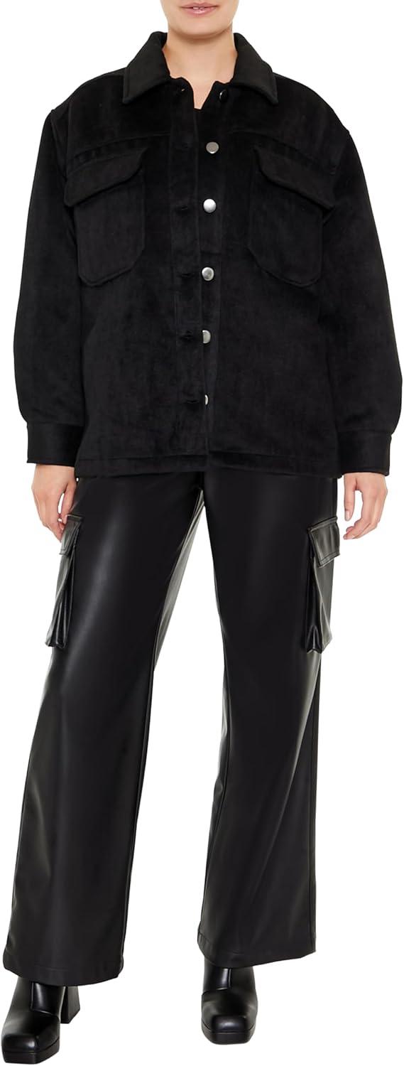 imageForever 21 womens Plus Size Faux Suede ShacketBlack