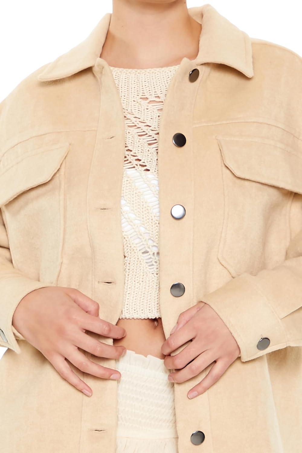 imageForever 21 womens Plus Size Faux Suede ShacketTan