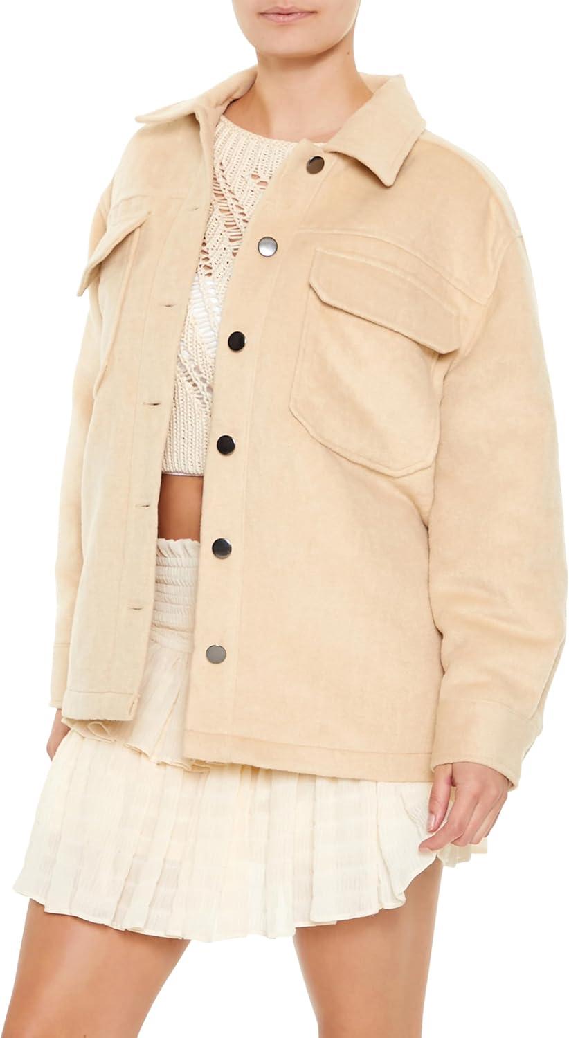 imageForever 21 womens Plus Size Faux Suede ShacketTan