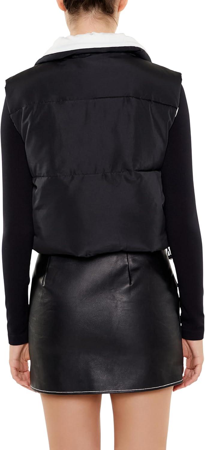 imageForever 21 womens Quilted Cropped Zipup VestBlack