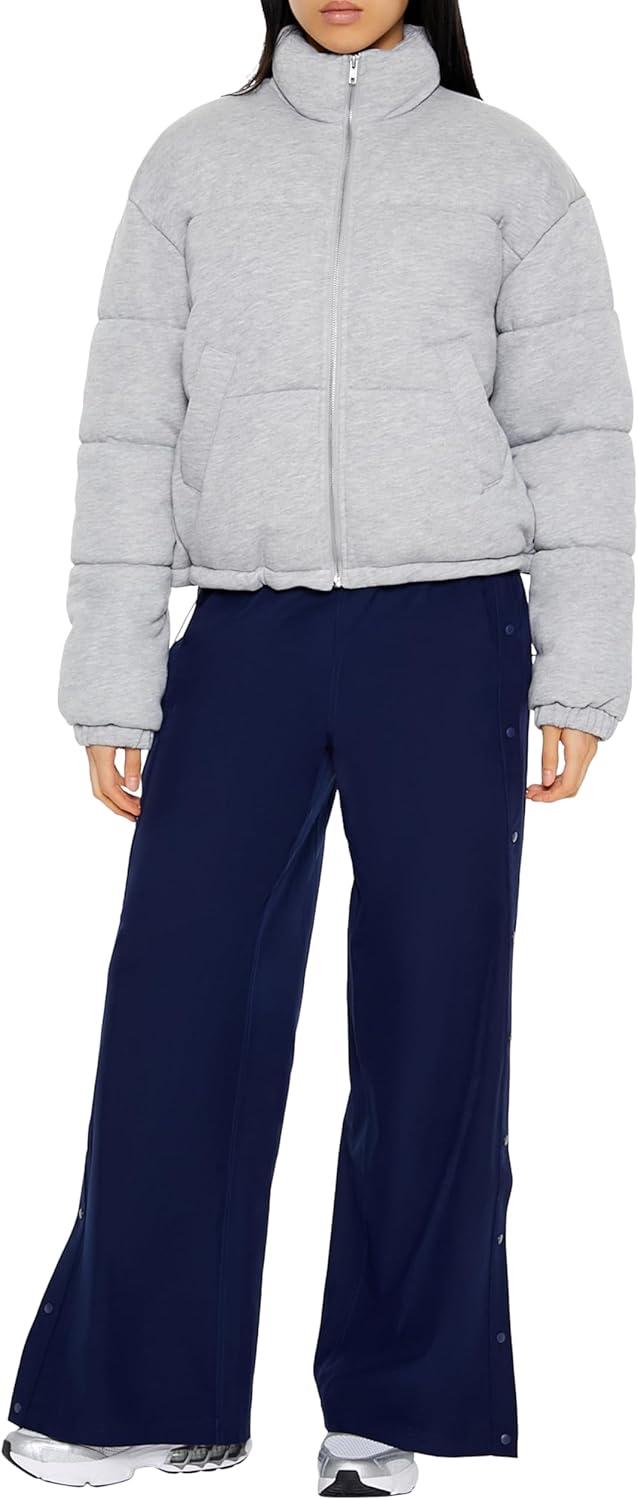 imageForever 21 womens Quilted Heathered Puffer JacketHeather Grey