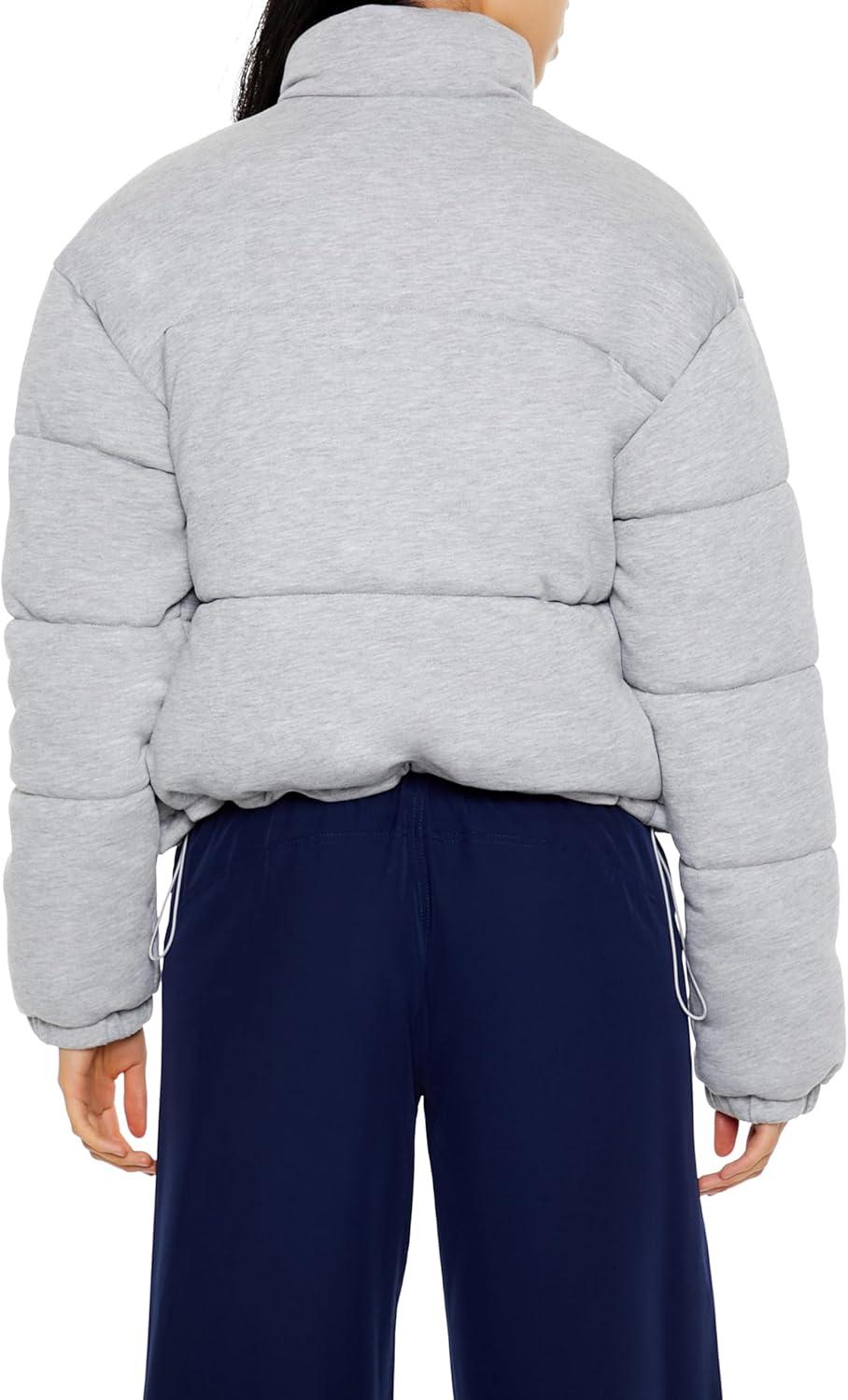 imageForever 21 womens Quilted Heathered Puffer JacketHeather Grey