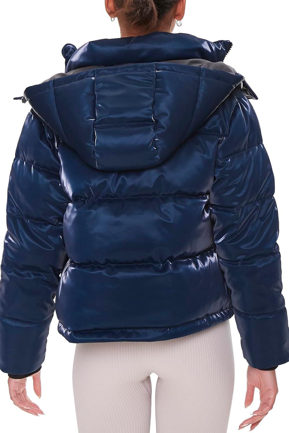 imageForever 21 womens Quilted Puffer JacketBlue